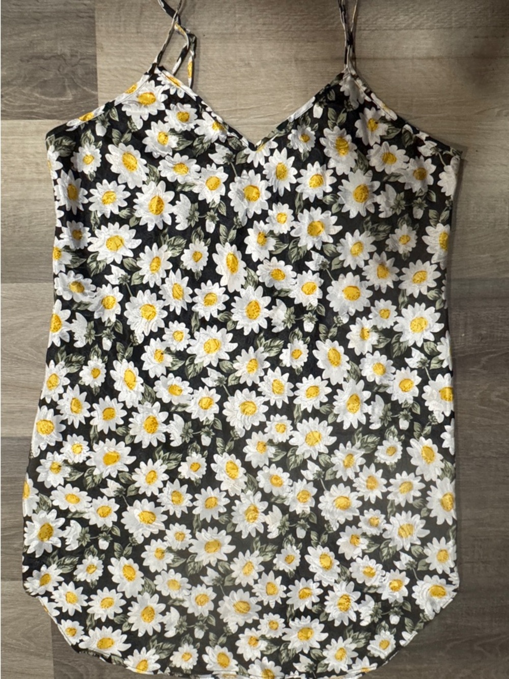 Vintage Y2K Floral Daisy Black V-Neck Camisole or Minidress